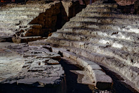 Stands of the Roman amphitheater in Zaragozaの写真素材