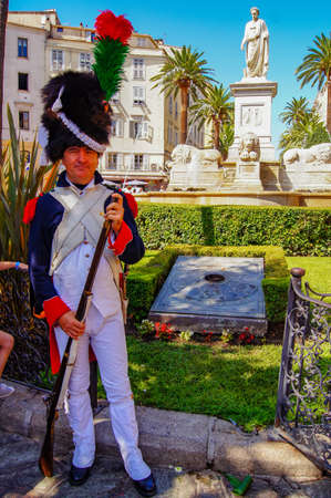 Napoleonic soldier near the Napoleon monumentのeditorial素材