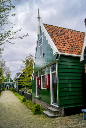 Traditional wooden houses from Zaanse schansの写真素材