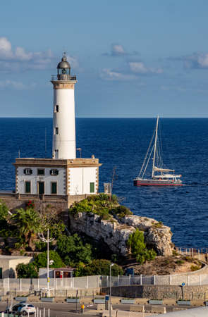 The famous lighthouse of Botafoc in Ibizaの写真素材