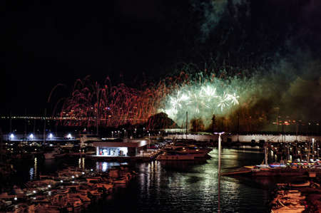 the famous annual pyrotechnic competition in Blanesの写真素材