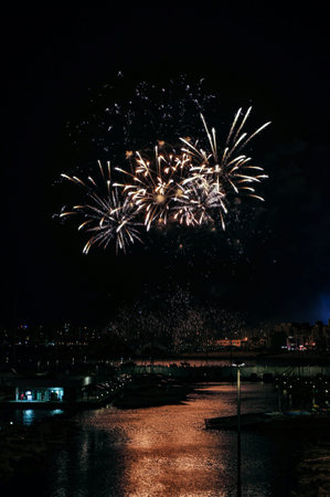 the famous annual pyrotechnic competition in Blanesの写真素材