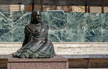 Zaragozana woman of the Goya monumentのeditorial素材