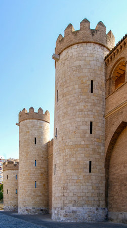 Towers of the Aljafer?a Palace in Zaragozaのeditorial素材