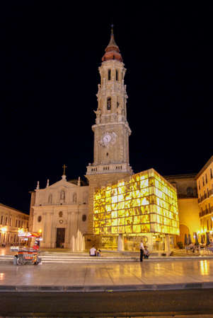 Night view of the SEO of Zaragozaのeditorial素材