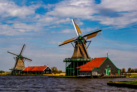 View of the Zaanse schans mills
