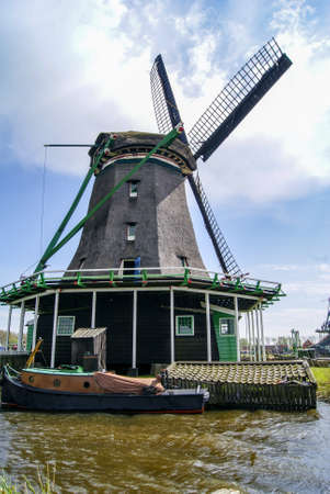 View of the Zaanse schans millsのeditorial素材