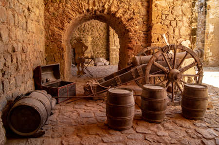 Cannons inside the Ibiza fortressのeditorial素材