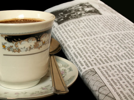 morning coffee and newspaper relaxation