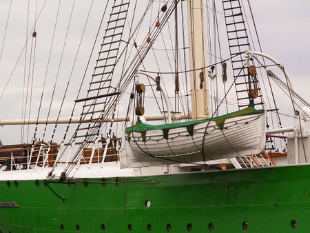 Life boat at a ship boardの写真素材