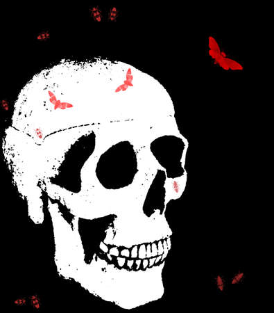morbid skull with cockroaches illustrationの写真素材