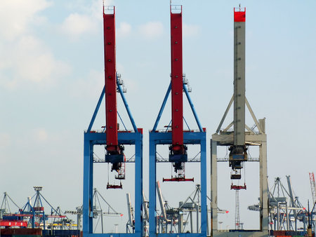 Cargo cranes in Hamburg harbor