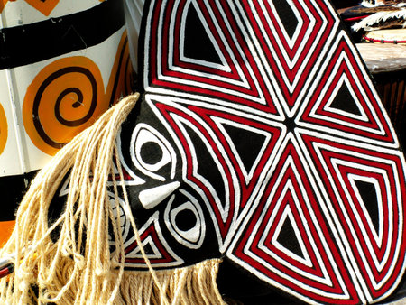 Tribal mask and decorationsの写真素材