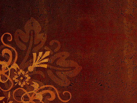 Grunge, brown floral background with texture illustrationの写真素材