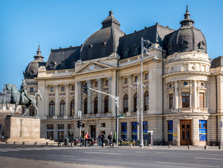 Bucharest/Romania - 02.05.2020: Carol I University foundation and Central University Library of Bucharest. An emblematic bulding in Bucharest.のeditorial素材
