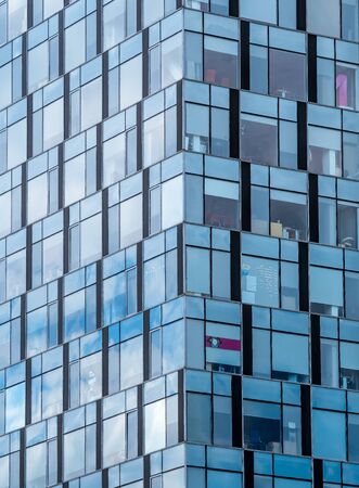 Detail of a modern office building. Glass building office in the center of Bucharest.の写真素材