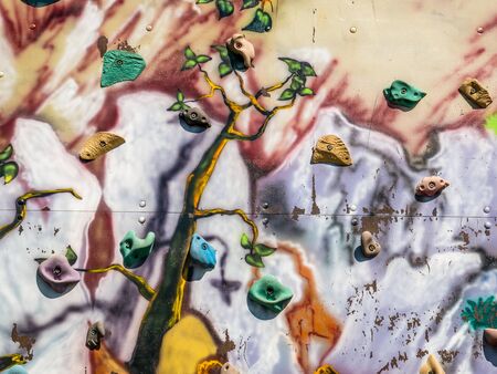 Detail with an artificial climbing wallの写真素材