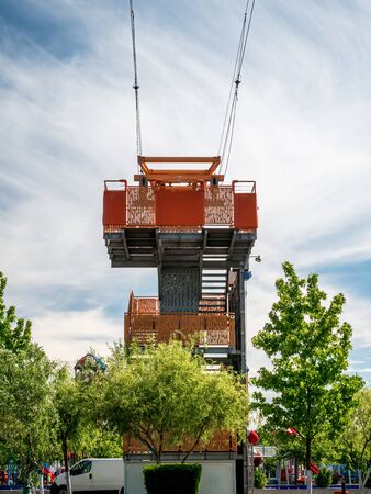 Starting point of the zipline from Children's World Park in Bucharest, Romania.の写真素材