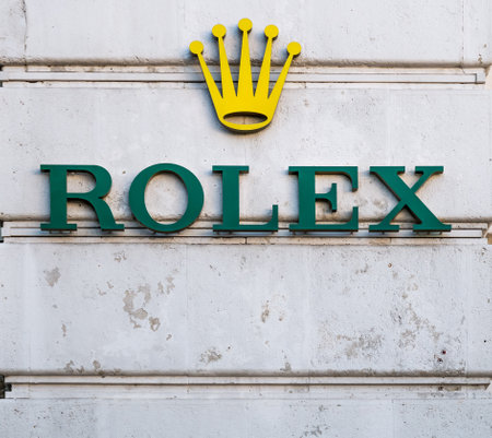 Bucharest/Romania - 09.27.2020: Rolex logo on a old building in Bucharest. Rolex SA is a Swiss luxury watch manufacturer based in Genevaのeditorial素材