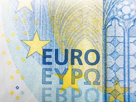 Macro picture of a 20 Euro Banknote. European currency concept.の写真素材