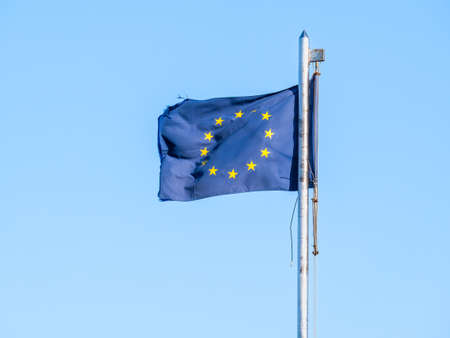 European union flag waving in the wind.の写真素材