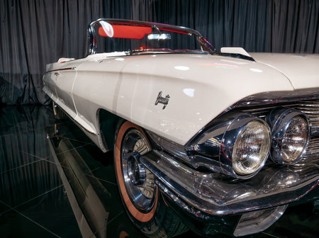Bucharest, Romania - 05.14.2021: Front view with a white Cadillac Eldorado from 1964のeditorial素材