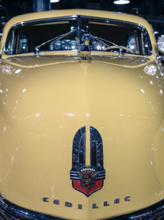 Bucharest, Romania - 05.14.2021: Cadillac Series 62 Convertible Coupe logo close upのeditorial素材