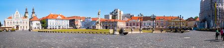Timisoara, Romania - 06.19.2021: Panoramic view with the Union Square (Piata Unirii) in Timisoaraのeditorial素材