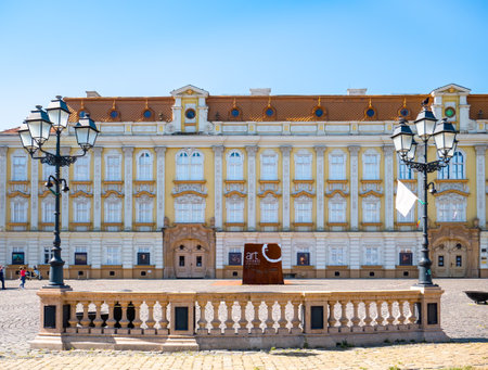 Timisoara, Romania - 06.19.2021: TimiÈoara Art Museum elegant baroque palace building located in Union Square, Timisoara.のeditorial素材