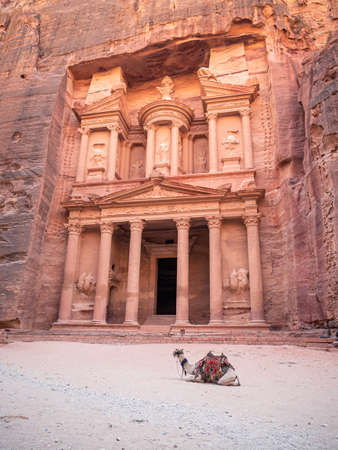 Al-Khazneh (The Treasury) one of the most elaborate temples in the ancient city of Petra, Jordan.の写真素材