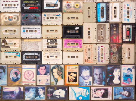 Amman, Jordan - 02.09.2021: Old vintage audio Cassette tape collectionのeditorial素材