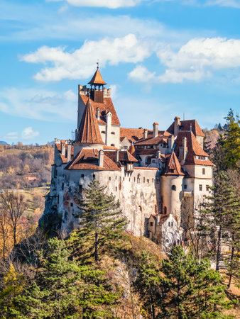 Bran, Romania - 10.30.2021: The famous medieval Bran Castle, known as Dracula Castle, in Transylvaniaのeditorial素材