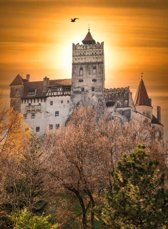 Bran, Romania - 10.30.2021: The famous medieval Bran Castle, known as Dracula Castle, in Transylvaniaのeditorial素材