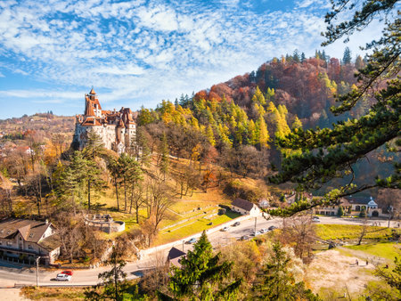 Bran, Romania - 10.30.2021: The famous medieval Bran Castle, known as Dracula Castle, in Transylvaniaのeditorial素材