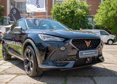Bucharest, Romania - 05.20.2022: Close up detail with the new Cupra Formentor SUV car.のeditorial素材