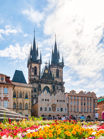 Prague, Czech Republic - June 2022: Church of Our Lady before TÃ½n (Chram Matky BozÃ­ pred Tynem) in the old square town of Pragueのeditorial素材