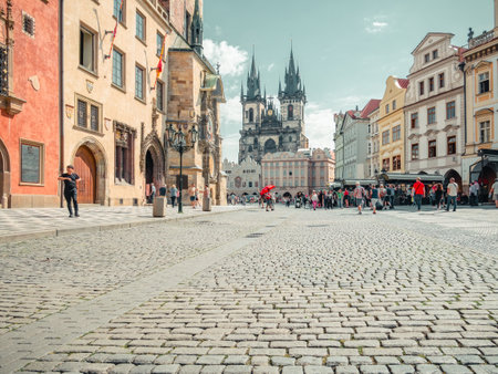 Prague, Czech Republic - June 2022: Church of Our Lady before TÃ½n (Chram Matky BozÃ­ pred Tynem) in the old square town of Pragueのeditorial素材