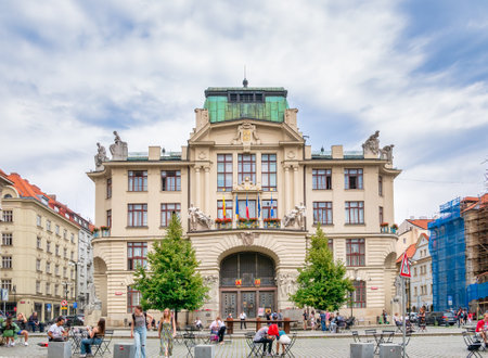 Prague, Czech Republic - June 2022: Prague New City Hall in the center of the old townのeditorial素材