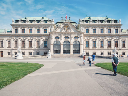 View with Belvedere Palace (Schloss Belvedere) built in Baroque architectural style and located in Vienna, Austriaのeditorial素材