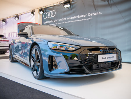 Vienna, Austria - June 2022: Close up detail with the new 2023 Audi e-tron GT electric carのeditorial素材