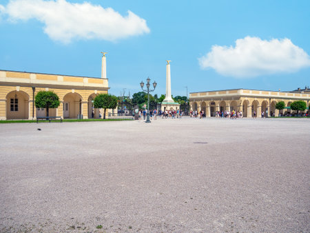 Vienna, Austria - June 2022: The entrance gate to Schonbrunn Palace ( Schloss SchÃ¶nbrunn) one of the major tourist attraction in Vienna.のeditorial素材