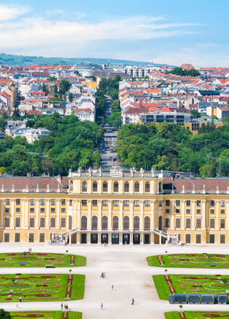 Vienna, Austria - June 2022: View with Schonbrunn Palace ( Schloss SchÃ¶nbrunn) one of the major tourist attraction in Vienna.のeditorial素材