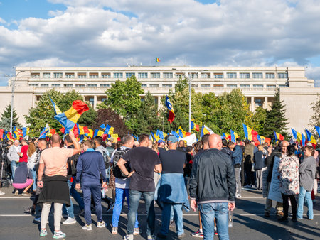Bucharest, Romania - October 2022: Protest in front of The Victoria Palace the headquarter of the Romanian Government in Bucharestのeditorial素材