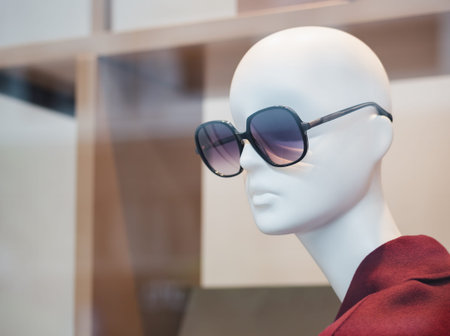 Window mannequin with sun glasses. Clothes fashion concept.