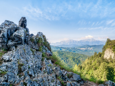 Beautiful landscape in the Bucegi Mountain part of the Carpathian Mountains of Romania.の写真素材