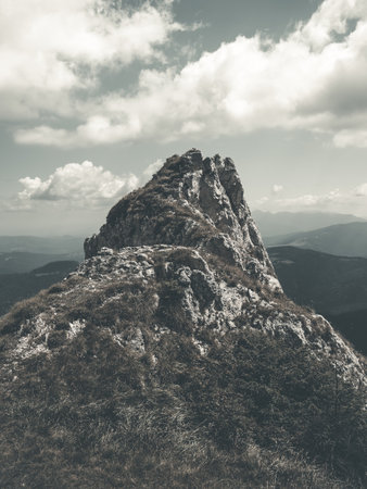 Beautiful landscape in the Bucegi Mountain part of the Carpathian Mountains of Romania.の写真素材