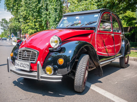 Bucharest, Romania - 07.15.2022: View with the vintage car french car Citroen 2CV Charlestonのeditorial素材