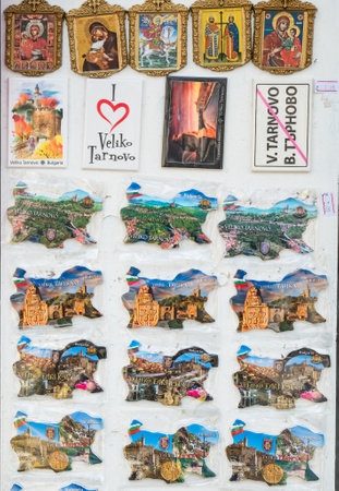 Veliko Tarnovo, Bulgaria - August 2022: Traditional souvenir shop locates on Samovodska Charshiya street one of the most important tourist attraction in Veliko Tarnovo.のeditorial素材