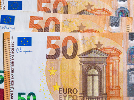 Macro picture of a 50 Euro Banknote. European Currency Concept.
