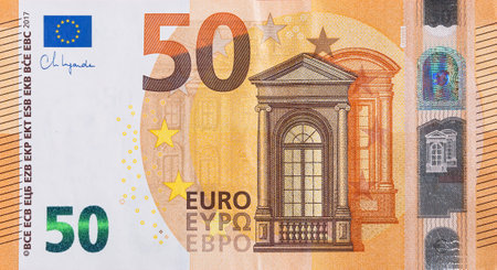 Macro picture of a 50 Euro Banknote. European Currency Concept.の写真素材